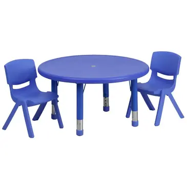 Flash Furniture YU-YCX-0073-2-ROUND-TBL-BLUE-R-GG Chair & Table Set, Indoor