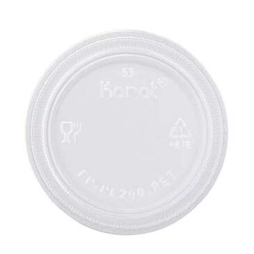 Flat Lid, Fits 1.5-2 oz Portion Cup, Clear, PET, (2500/Case), Karat FP-PL200-PET