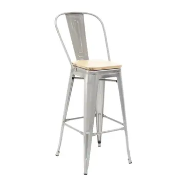 Florida Seating IND BARSTOOL GALVANIZED GR1 Bar Stool, Indoor