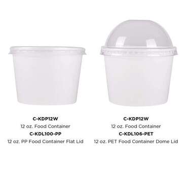 Food Container, 12 oz, White, Paper, (1000/Case) Karat C-KDP12W