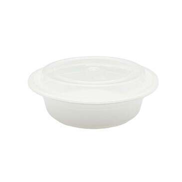 Food Container, 14 oz, White, Round, Microwavable, 150 per Case