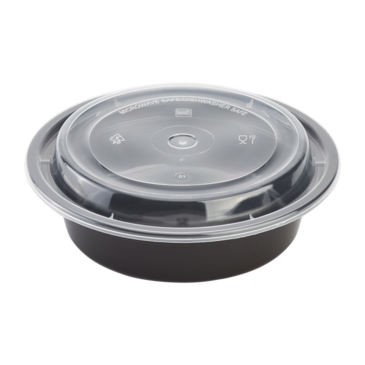 Food Container, 16 oz, Black, Polypropylene, With Lids, (150/Case), Karat IM-FC4016B