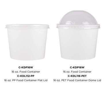 Food Container, 16 oz, White, Paper, (1,000/Case), Karat C-KDP16W