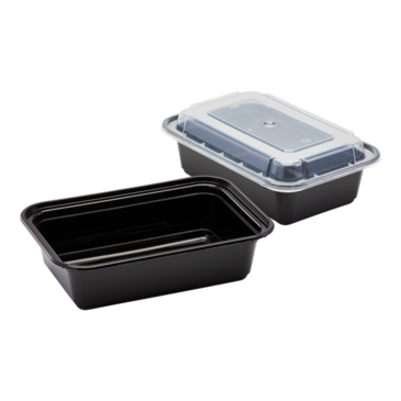LOLLICUP Food Container, 24 oz, Black, Polypropylene, With Lids, (150/Case), Karat IM-FC1024B
