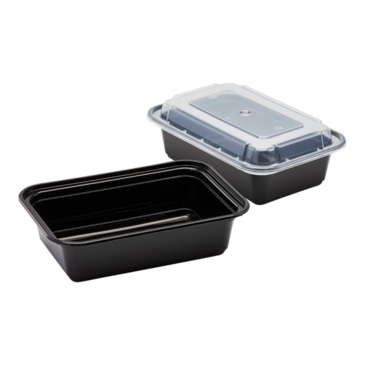 Karat Food Container, 24 oz, Black, Polypropylene, With Lids, (150/Case), Karat IM-FC1024B