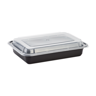 Food Container, 28 oz, Black, Plastic, W / Clear Lid, (150/Case), Karat IM-FC1028B