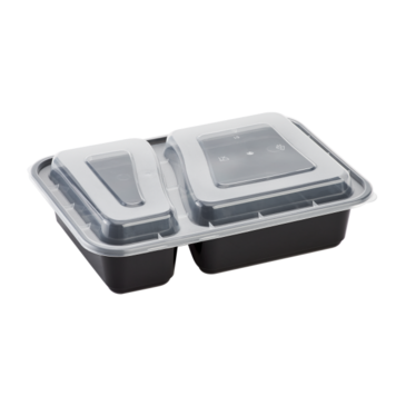 Food Container, 28 oz, Black, Polypropylene, With Lids, (150/Case), Karat IM-FC1030B-2C