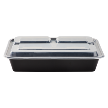 Food Container, 32 Oz, Black, Polypropylene, with Lids, (150/Case), Karat IM-FC1032B-3C