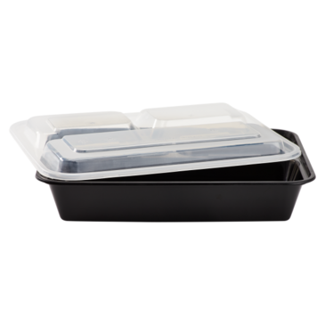 Food Container, 32 Oz, Black, Polypropylene, with Lids, (150/Case), Karat IM-FC1032B-3C