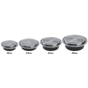 Food Container, 48 Oz, Black, Polypropylene, With Lids, (150/Case) Karat IM-FC4048B