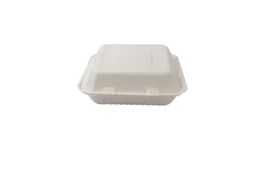 YULIN WENZHOU ECO PACKAGING Food Container, 9", Bamboo Fiber, Clamshell, 200/Case, Arvesta HL-99