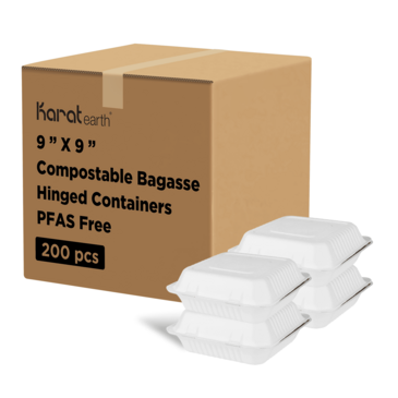 LOLLICUP Food Container, 9" x 9", 1 Compartment, Bamboo Fiber, Compostable, (200/Case) Karat KE-BHC99-1C