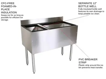 Glastender C-CBA-36L Underbar Ice Bin/Cocktail Station, Bottle Well Bin