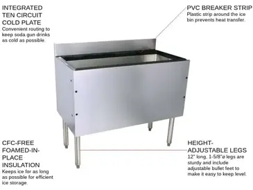 Glastender C-IBA-36-CP10-ED Underbar Ice Bin/Cocktail Unit