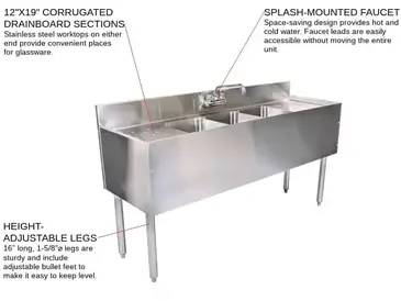 Glastender C-TSA-60 Underbar Sink Units