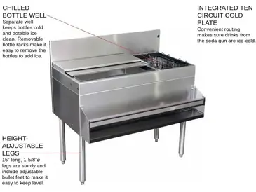 Glastender CBA-36R-CP10 Underbar Ice Bin/Cocktail Station, Bottle Well Bin