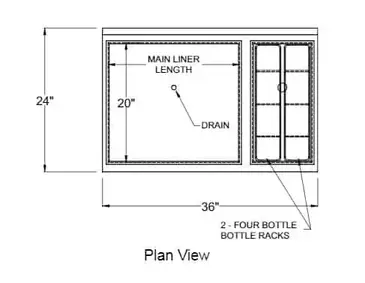 Glastender CBB-36R-CP10 Underbar Ice Bin/Cocktail Station, Bottle Well Bin