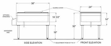 Glastender IB-38X24 Underbar Ice Bin/Cocktail Station, Pass-Thru