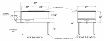 Glastender IB-38X24-CP10 Underbar Ice Bin/Cocktail Station, Pass-Thru