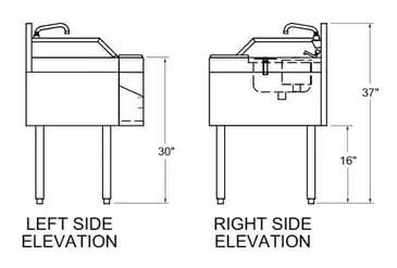 Glastender MXS60-CP10 Underbar Ice Bin/Cocktail Station, Sink Combo