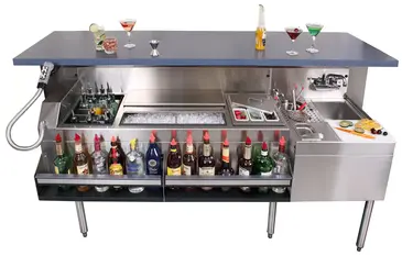 Glastender MXS72-CP10 Underbar Ice Bin/Cocktail Station, Sink Combo