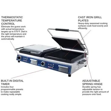 Globe GPGDUE14D Sandwich / Panini Grill