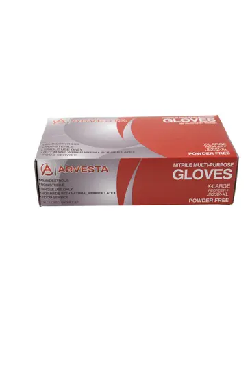 Gloves, Extra-Large, Blue, Nitrile, Powder Free, Arvesta 232-XL