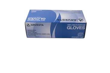 Gloves, Large, Clear, Vinyl, Powder Free, (100/Box) Arvesta 332-L