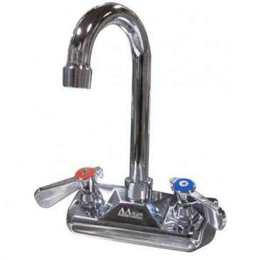 GSW INC Faucet, 4", Brass, 6" Gooseneck Spout, Wall Mount, No Lead, GSW AA-412G