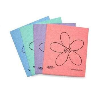 HAROLD IMPORTS CO. Cleaning Cloth, 7" X 8", Assorted Colors, Cotton/Cellulose, (4/Pack), Skoy 4362