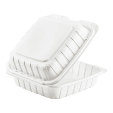 Hinge Container, 8x8,1 Compartment, White, (200/Case),  KE-HC88MFPP-1CW