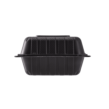 Hinged Container, 6"x6", Black, Polypropylene, (400/Case), Karat Earth KE-HC66MFPP-1CB