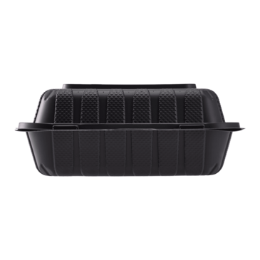 Hinged Container, 8" x 8", Black, Polypropylene, 1-Compartment, (200/Case), Karat KE-HC88MFPP-1CB