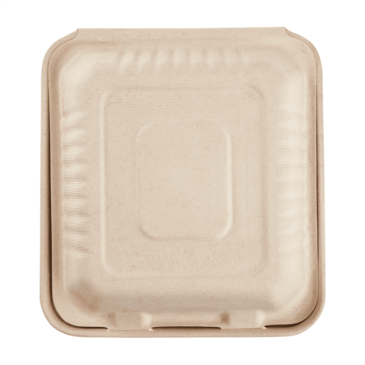 Hinged Container, 8" x  8" x  3", Earth, Bagasse, (200/case) Karat Earth KE-BHC88N-3C