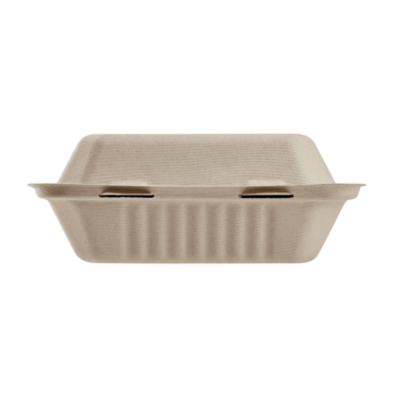 Hinged Container, 8"x8", Natural, Bagasse, Karat Earth KE-BHC88N-1C