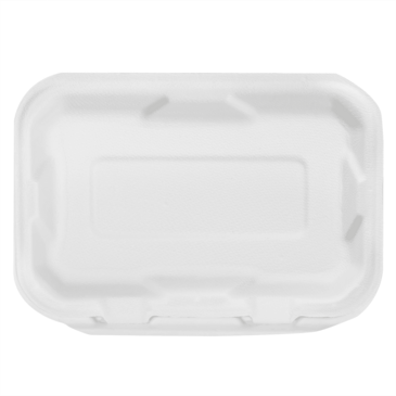 Hinged Container, 9" x 6", White, Bagasse, (200/Case) Karat Earth KE-BHC96-1C