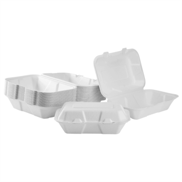 Hinged Container, 9" x 6", White, Bagasse, (200/Case) Karat Earth KE-BHC96-1C