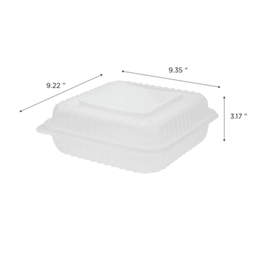 Hinged Containers, 9" x 9", Clear, Polypropylene, 1-Compartment, (200/Case), Karat FP-HC99PP-1C