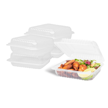 Hinged Containers, 9" x 9", Clear, Polypropylene, 1-Compartment, (200/Case), Karat FP-HC99PP-1C