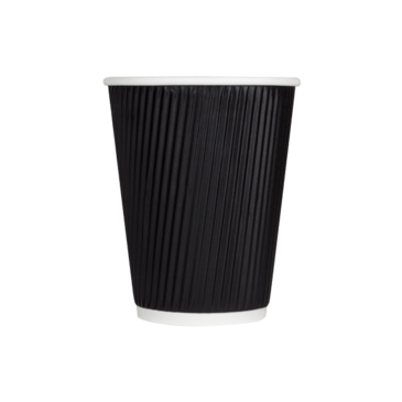 Hot Cup, 12 OZ, Black, Paper, Ripple, (500ct / 20 Case Pack),  LOLC-KRC512B