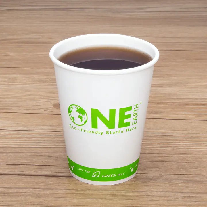 Hot Cup, 12 Oz, Green Stripe, Bagasse, (1,000/Case), Karat Earth KE-K512