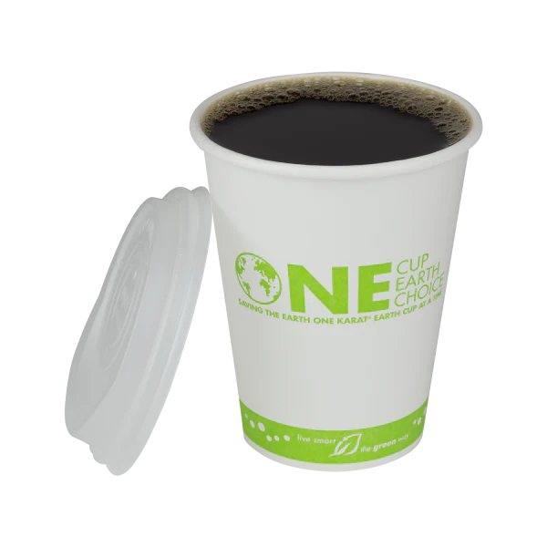 Hot Cup, 12 Oz, Green Stripe, Bagasse, (1,000/Case), Karat Earth KE-K512