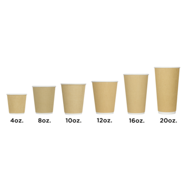 Hot Cup, 12 Oz, Kraft, Paper, Ripple, (500/Case), Karat C-KRC512