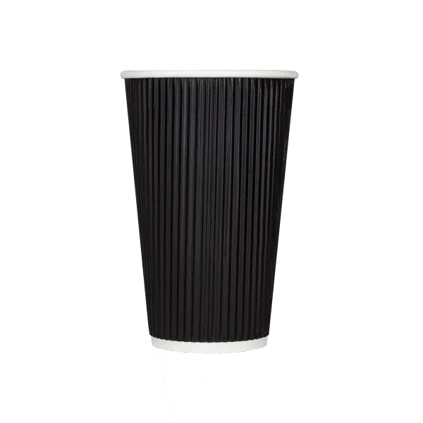 Hot Cup, 16 oz, Black, Paper; Rippled, (1000/Case), Karat C-KRC516B