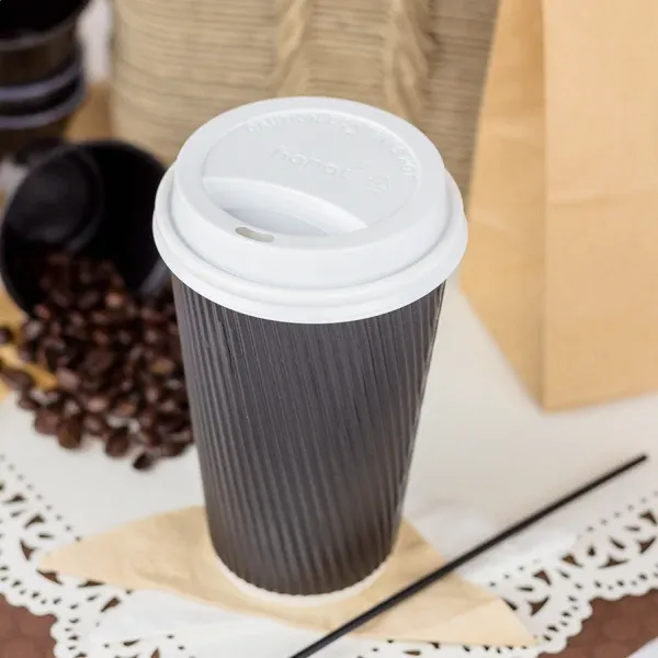 Hot Cup, 16 oz, Black, Paper; Rippled, (1000/Case), Karat C-KRC516B