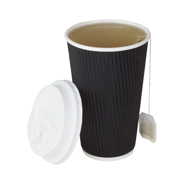 Hot Cup, 16 oz, Black, Paper; Rippled, (1000/Case), Karat C-KRC516B
