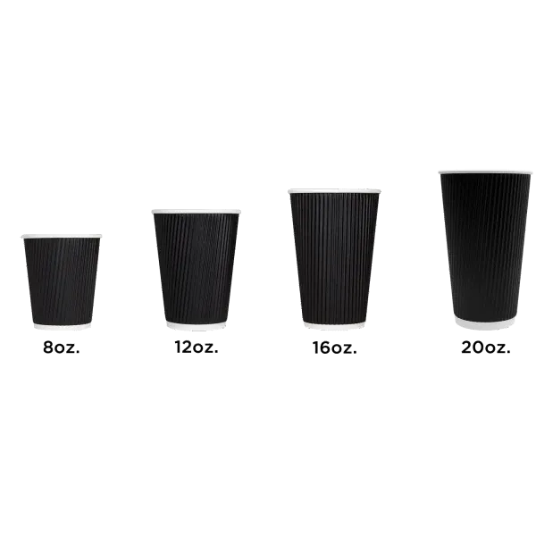 Hot Cup, 16 oz, Black, Paper; Rippled, (1000/Case), Karat C-KRC516B