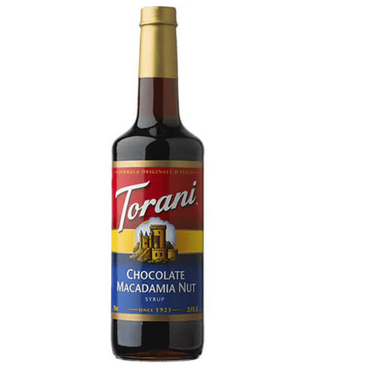 HOUSTONS / LIBBEY Chocolate Macadamia Nut Syrup, 25.4oz, Dark Brown, Glass Bottle, Torani 361514