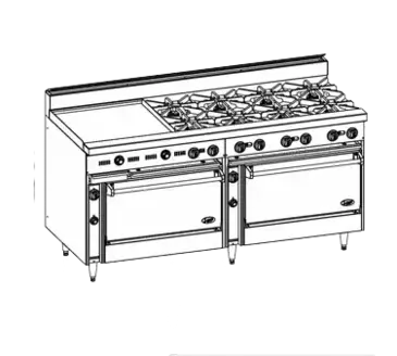 Jade Range JBR-12-36 Range, 72" Restaurant, Gas