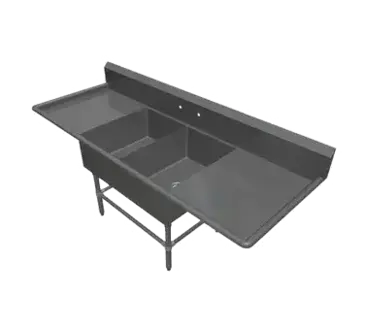 John Boos 2PB2028-2D20 Sink, (2) Two Compartment